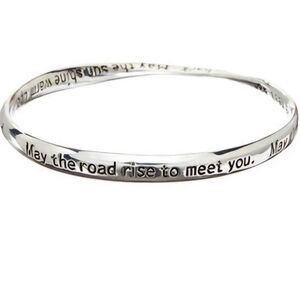 Engraved Silver Bangle Bracelet / Irish Blessing